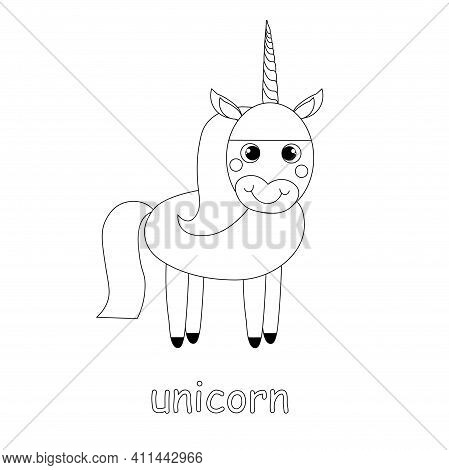 Unicorn Cartoon Monochrome Sketch Art Design Element Feiry Animal Stock Vector Illustration For Web,