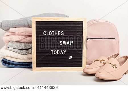 Second Hand Wardrobe Idea. Circular Fashion, Eco Friendly Sustainable Shopping, Thrifting Shop Conce