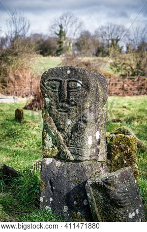 This Is A Bronze Age Stone Carviing Of A Man On One Side And A Female On The Other. They Are Located