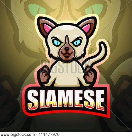 Vector Illustration Of Siamese Mascot Esport Logo Design