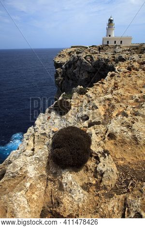 Cape Cavalleria, Menorca / Spain - June 23, 2016: The Lighthouse At Cape Cavalleria, Menorca, Balear