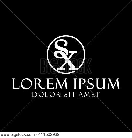 Initial Letter Sx Logo Template With Circle And Vintage Font Illustration In Flat Design Monogram Sy