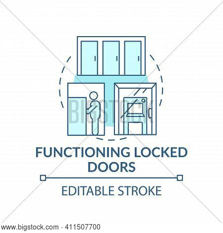 Functioning Locked Door Concept Icon. Protective Environment Idea Thin Line Illustration. Safety Ban