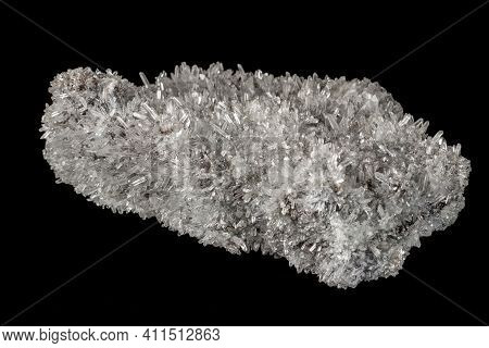 Macro Mineral Stone Sulfite Quartz On A Black Background