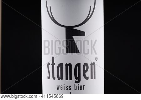 Lviv, Ukraine - May 12, 2020: Stangen German Wheat Beer In A Tin Aluminum Can