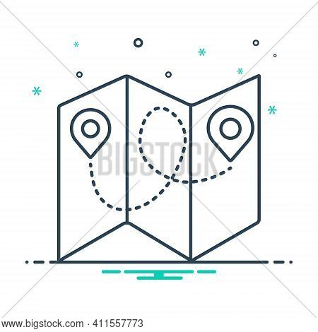 Mix Icon For Folded Map Plicate Topographic Cartography