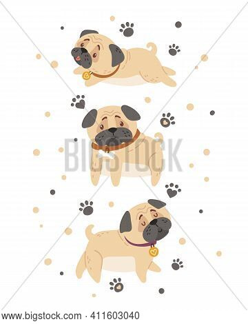 Baby Pugs Kids Pre Made Poster Template, Dog Or Puppy And Paw Nursery Card 16-20 Inches, Printable W