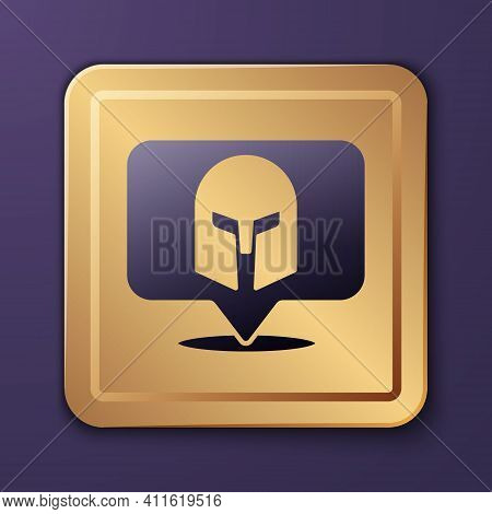 Purple Greek Helmet Icon Isolated On Purple Background. Antiques Helmet For Head Protection Soldiers
