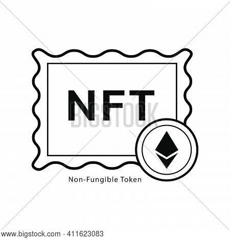 Nft,non-fungible Token With Frame Art Icon Vector Graphic