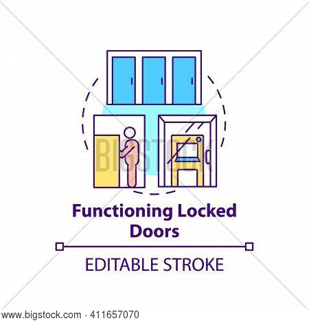 Functioning Locked Door Concept Icon. Protective Environment Idea Thin Line Illustration. Safety Ban