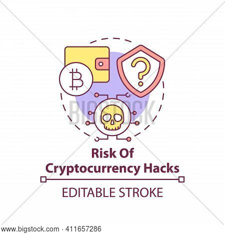 Risk Of Cryptocurrency Hacks Concept Icon. Earning Bitcoin Idea Thin Line Illustration. Hacks And Da