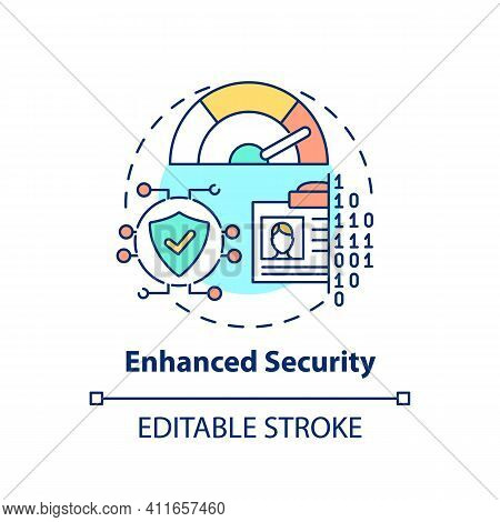 Enhanced Security Concept Icon. Surfing Internet Idea Thin Line Illustration. Protection From Scamme