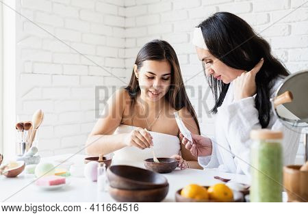 Women Hands Making Facial Mask Doing Spa Procedures