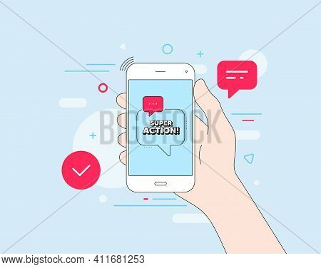 Super Action Symbol. Mobile Phone With Offer Message. Special Offer Price Sign. Advertising Discount