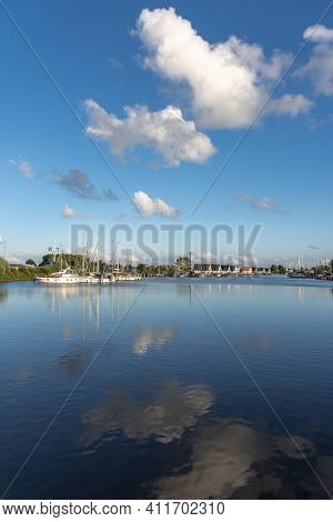 Landscape With Sailing Yachts On The River Harle In Harlesiel