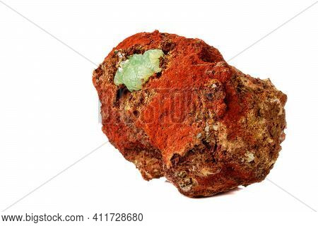 Macro Mineral Stone Adamite On A White Background Close Up