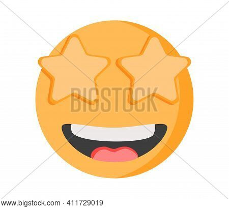 Star Struck Eyes Emoji Vector Art Illustration Design. Emoticon Expression Graphic Round. Avatar Kaw