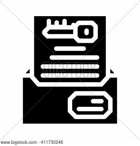 Digital Encryption Key Glyph Icon Vector Illustration
