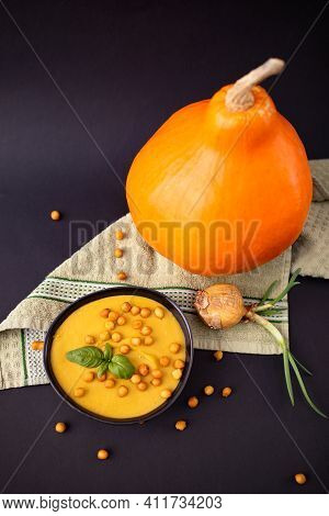 Teksture Of Orange Pumpkin On The Orange Background