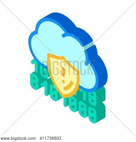 Cloud Data Protection Isometric Icon Vector Illustration