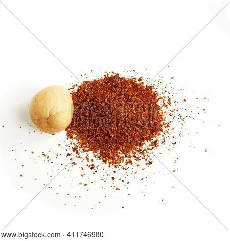 Avocado Seed. Avocado Pit Raw Whole And Baked Grounded As Powder. Superfood. Dietary Supplement. Iso