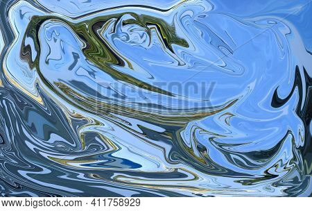 Abstract Colorful Orange Blue Background Looks Like Ocean Waves. Modern Design Backdrop Simulating F