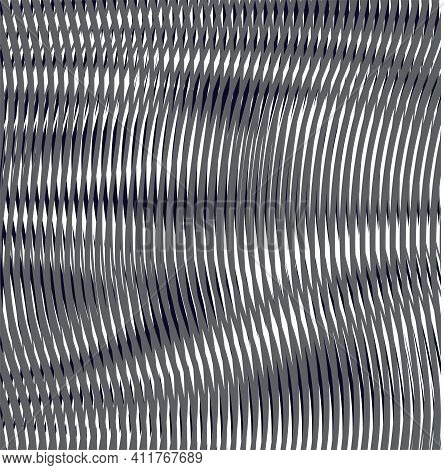 Calm Monochrome Futuristic Moire Background With Wavy Striped Texture. Monochrome Background Saver F