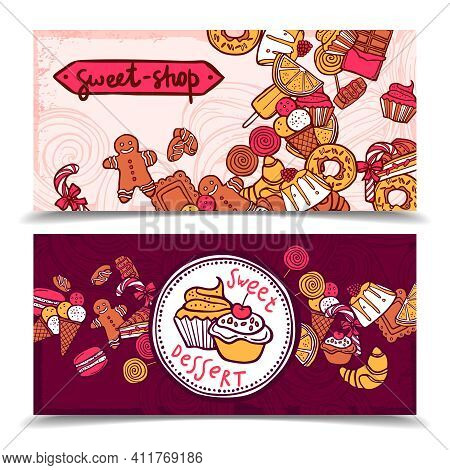 Sweetshop Vintage Chocolate Cupcakes Desserts Confectionary Store Ginger Boy Cookies Horizontal Bann