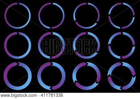 Arrow Circles. Blue Circles Black Background. Abstract Futuristic Design. Design Element. Neon Effec