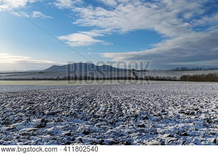 Winter landscape under Palava near Sonberk, South Moravia, Czech Republic