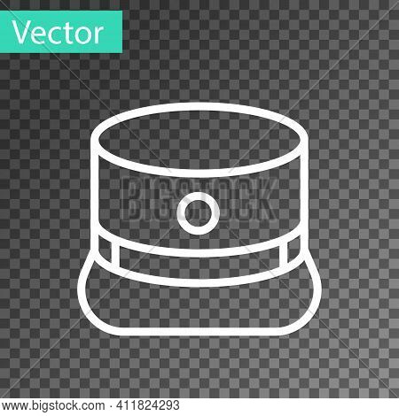 White Line Kepi Icon Isolated On Transparent Background. Cap Army Uniform Headgear. Historic General