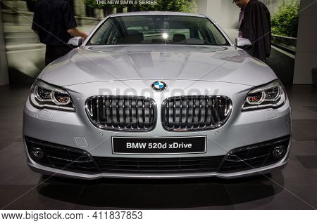Frankfurt, Germany - Sep 13, 2013: Bmw 520d Xdrive Car At The Frankfurt Iaa Motor Show.