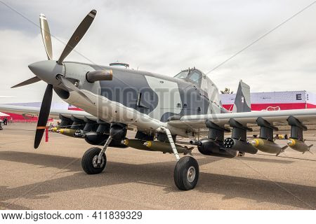 Marrakech, Morocco - Apr 28, 2016: Armed Air Tractor At-802 Plane On Display At The Marrakech Air Sh