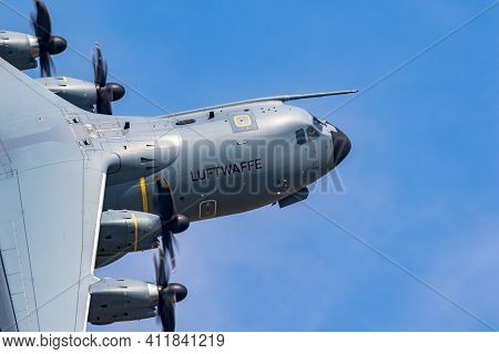 German Air Force Luftwaffe Airbus A400m Military Transport Plane Tanking Of From Wunstorf Airbase. G