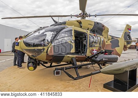 Serbian Army Airbus H145m Battle Support Helicopter At The Paris Air Show. France - June 20, 2019