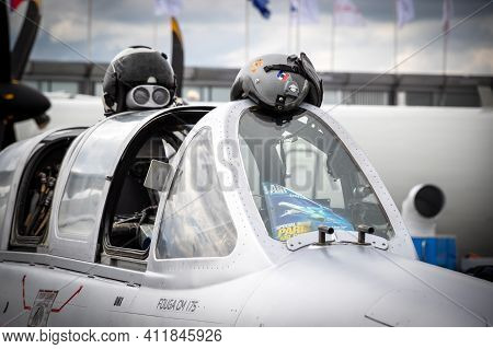 Fouga Cm175 Magister Trainer Jet On Display The Paris Air Show. France - June 20, 2019