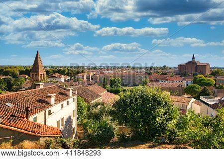 Monselice, Italy - July 13, 2017: View From Top To City With Red Roofs.
