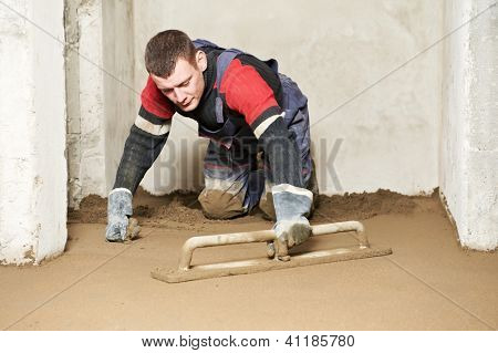 Stuccatore a pavimento di cemento cemento indoor topping con galleggiante