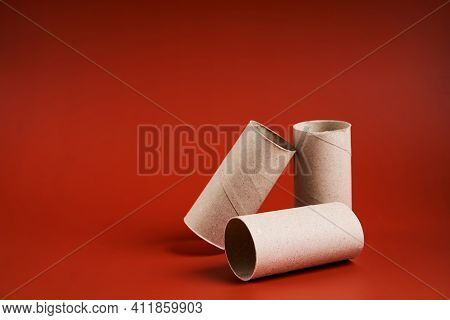 An Empty Cardboard Toilet Paper Tube Close Up