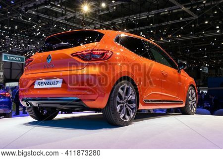 Geneva, Switzerland - March 6, 2019: New Renault Clio Car Showcased At The 89th Geneva International