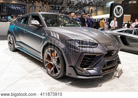 Geneva, Switzerland - March 5, 2019: Mansory Lamborghini Urus Customized Car Showcased At The 89th G