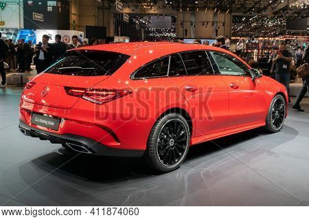 Geneva, Switzerland - March 6, 2019: Mercedes Benz Cla Shooting Brake Car Debut At The 89th Geneva I