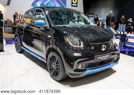 Geneva, Switzerland - March 5, 2019: Smart Eq Forfour Edition Nightsky Car Showcased At The 89th Gen
