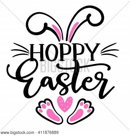 Hoppy Easter - Hand Drawn Modern Calligraphy Design Vector Illustration. Perfect For Advertising, Po