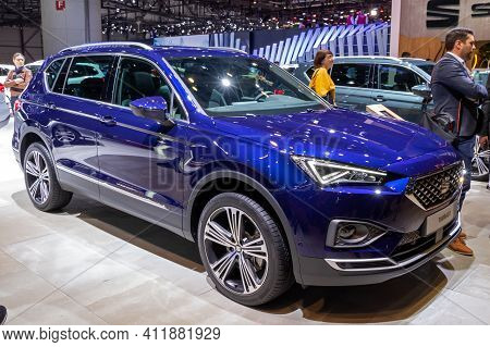 Seat Tarraco Car At The 89th Geneva International Motor Show. Geneva, Switzerland - March 6, 2019.