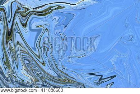 Abstract Colorful Blue Background Looks Like Ocean Wave. Modern Design Backdrop Simulating Fluid Art