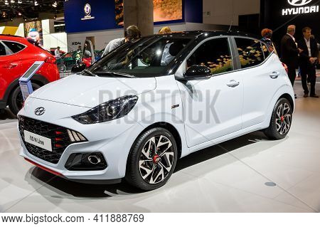Frankfurt, Germany - Sep 11, 2019: New Hyuindai I10 N Line Car Model Showcased At The Frankfurt Iaa 