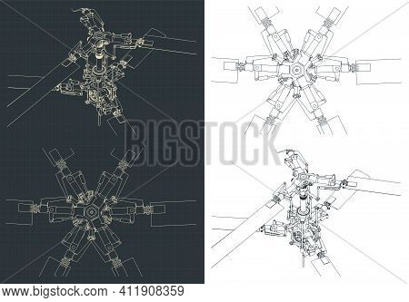 Helicopter Coaxial Main Rotor Blueprints