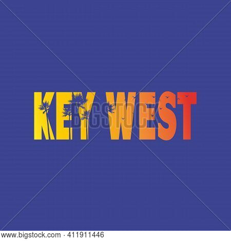 Key West Florida Paradise Sunset Colorful Palm Tree Vacations Holidays Poster.