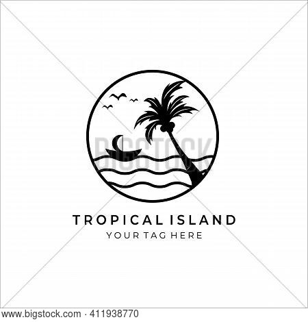 Coconut Tree Vector Logo Minimalist Illustration Vintage Design